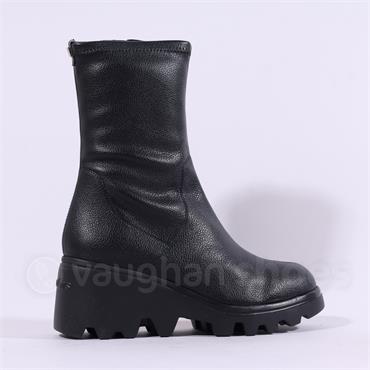 Wonders Toronto Pull On Wedge Heel Boot - Black Leather
